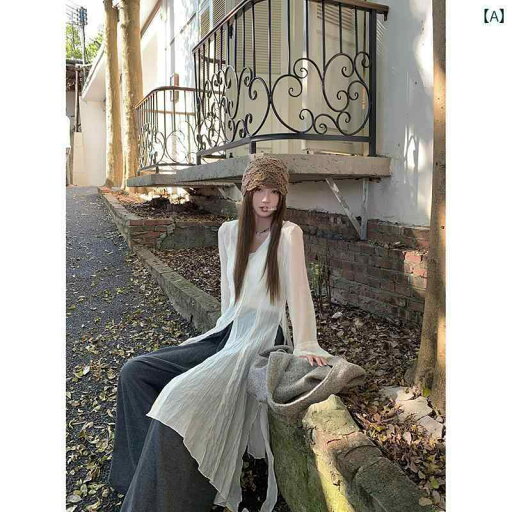 レディース トップス オシャレ 不規則な レイ ヤード プリーツ シャツ レトロ シック ドレス レディース トップス オシャレ 不規則な レイ ヤード プリーツ シャツ レトロ シック ドレス