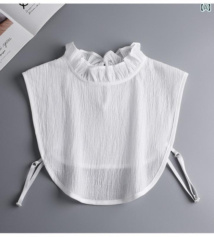 レディース トップス オシャレ 春 女性用 フリル フェイク カラー ソフト プリーツ スタンドカラー セーター シャツ 飾り 襟 秋冬 インナーウェア 韓国