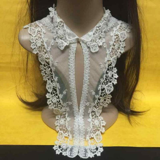 レディース トップス かわいい ベージュ コットン レース 刺繍 水溶性 フェイク カラー / DIY 服飾 アクセサリー 衿 花 レディース トップス かわいい ベージュ コットン レース 刺繍 水溶性 フェイク カラー / DIY 服飾 アクセサリー 衿 花