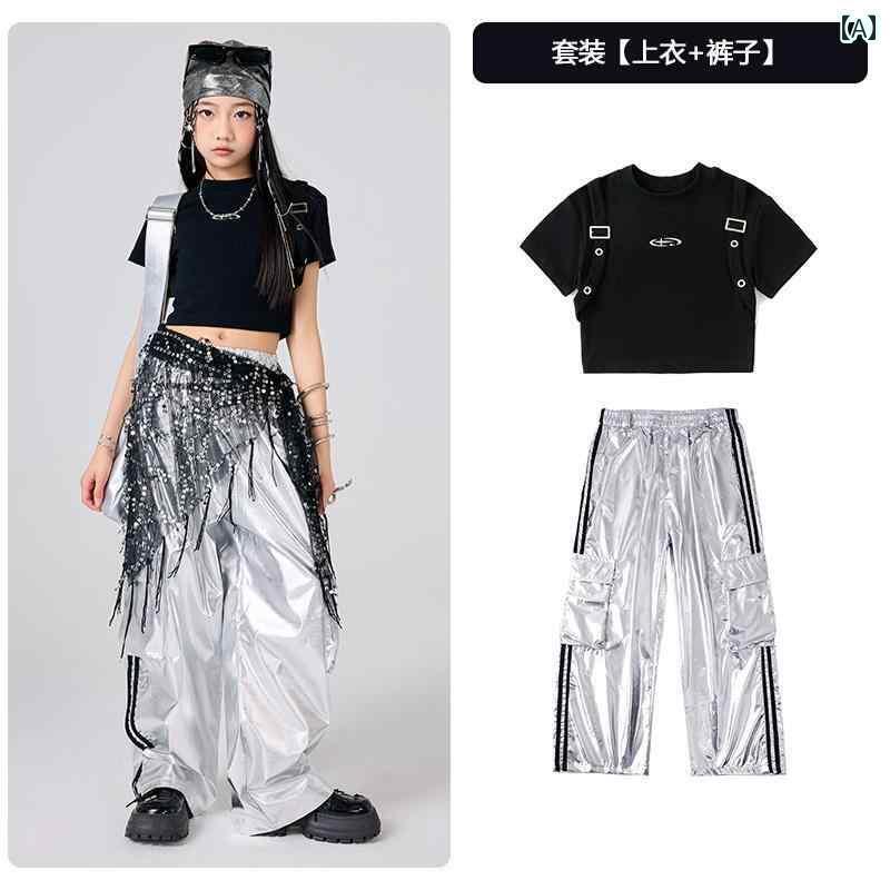 ダンス衣装 セットアップ 子供の 日の 女の子 ジャズ ダンス 衣装 子供用の ヒップ ホップ ストリート ..