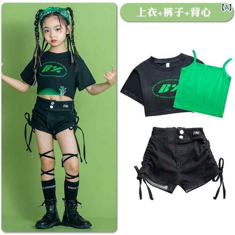 オシャレ ダンス衣装 セットアップ 子供用 ストリート ダンス 衣装 ヒップ ホップ ジャズ へそ 出し キ..