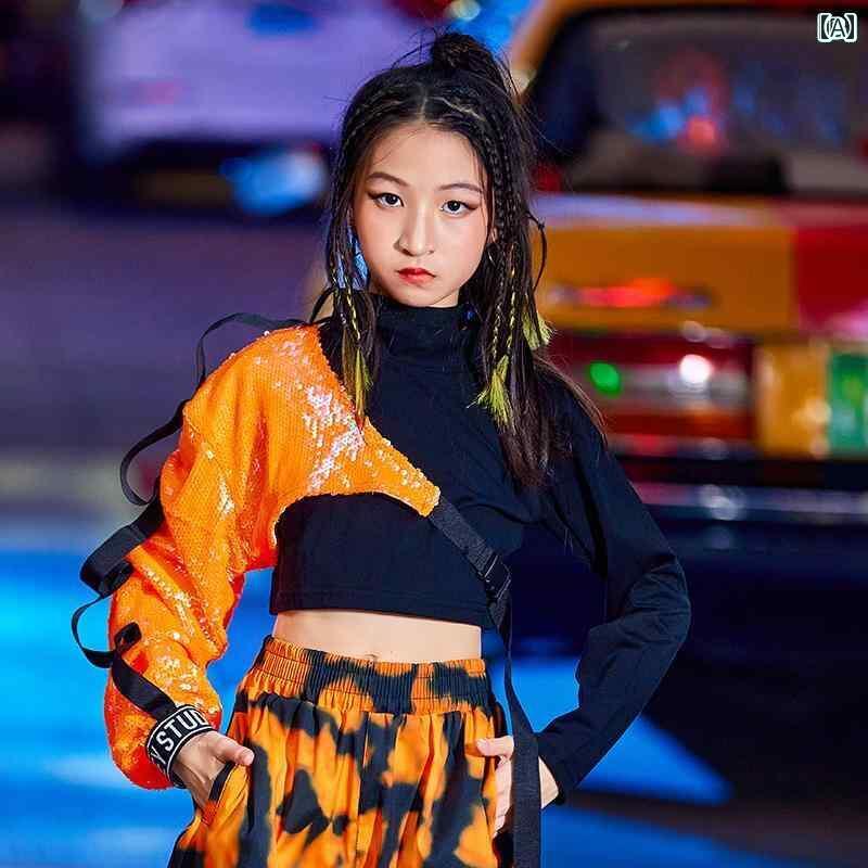 オシャレ ダンス衣装 セットアップ 小学生の ジャズ ダンス パフォーマンス 衣装 ヒップ ホップ ストリ..