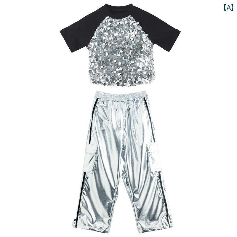 ダンス衣装 セットアップ ワイドパンツ 子供の 日の ガール グループ ジャズ ダンス 衣装 ヒップ ホッ..
