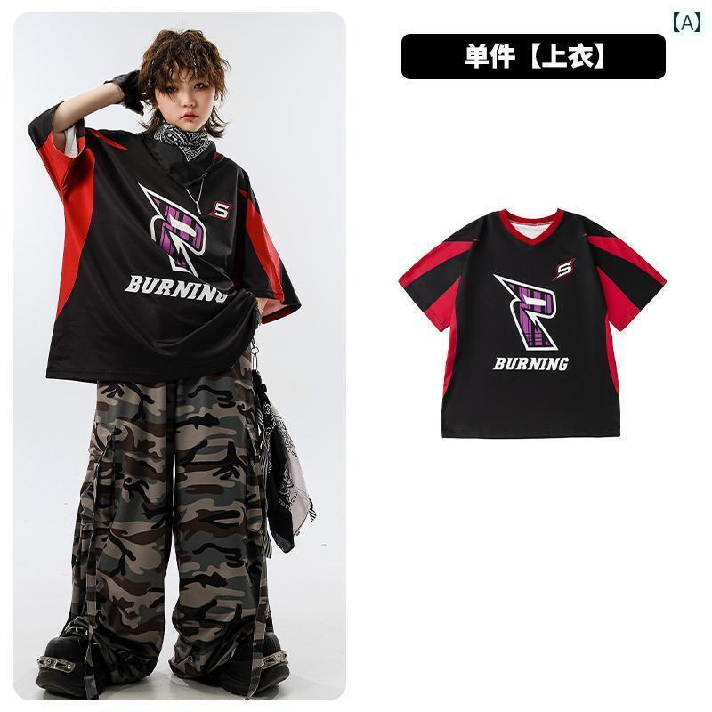 ダンス衣装 セットアップ ワイドパンツ 子供用 ヒップ ホップ ダンス 衣装 男の子用 パフォーマンス 女..