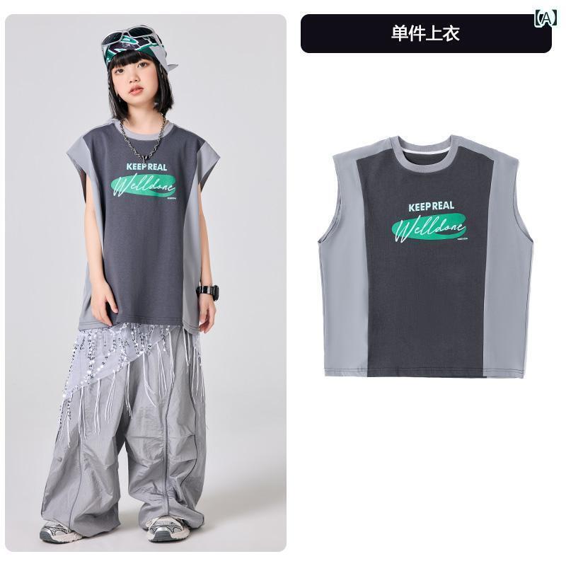 ダンス衣装 セットアップ ワイドパンツ ストリート ダンスの 子供用 ファッション 服 男の子用 ヒップ ..