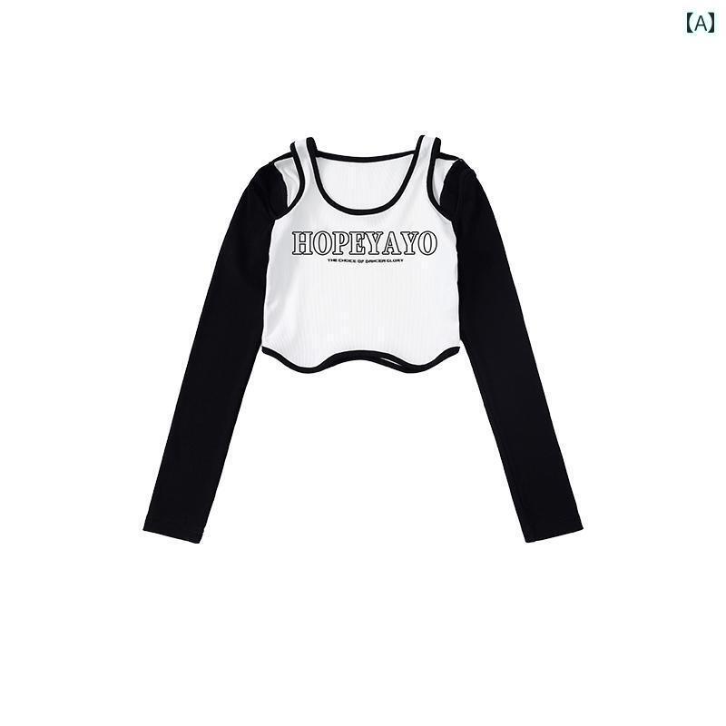 ダンス衣装 セットアップ ワイドパンツ ジャズ ダンス ガールの パフォーマンス 衣装 赤と 黒の へそ ..