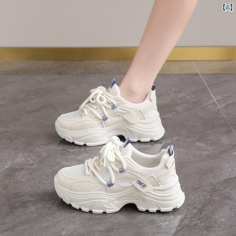 レディース スニーカー かわいい シングル メッシュ ダッド シューズ レディースシューズ 2025 夏 通気性 ソフト ソール 軽量 スポーツ ショー フィート 小さい サイズ 34 ホワイト
