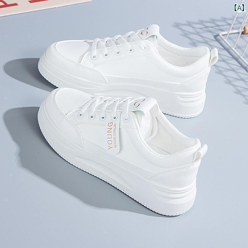 室内シューズ ウォーキングシューズ ランニングシューズ 2024 春の新 スタイル ソフト ソール スポーツ スニーカー 女性用 カジュアル シューズ 革 白靴