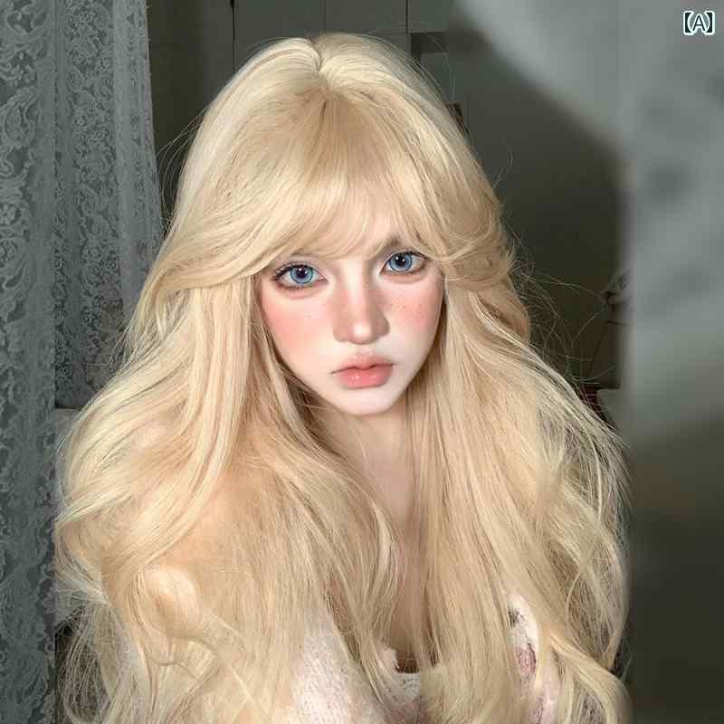 ウィッグ ロング レディース プラチナ ウィッグ 女性 フル ヘッド カバー ブロンド ライト カラー ロリ..