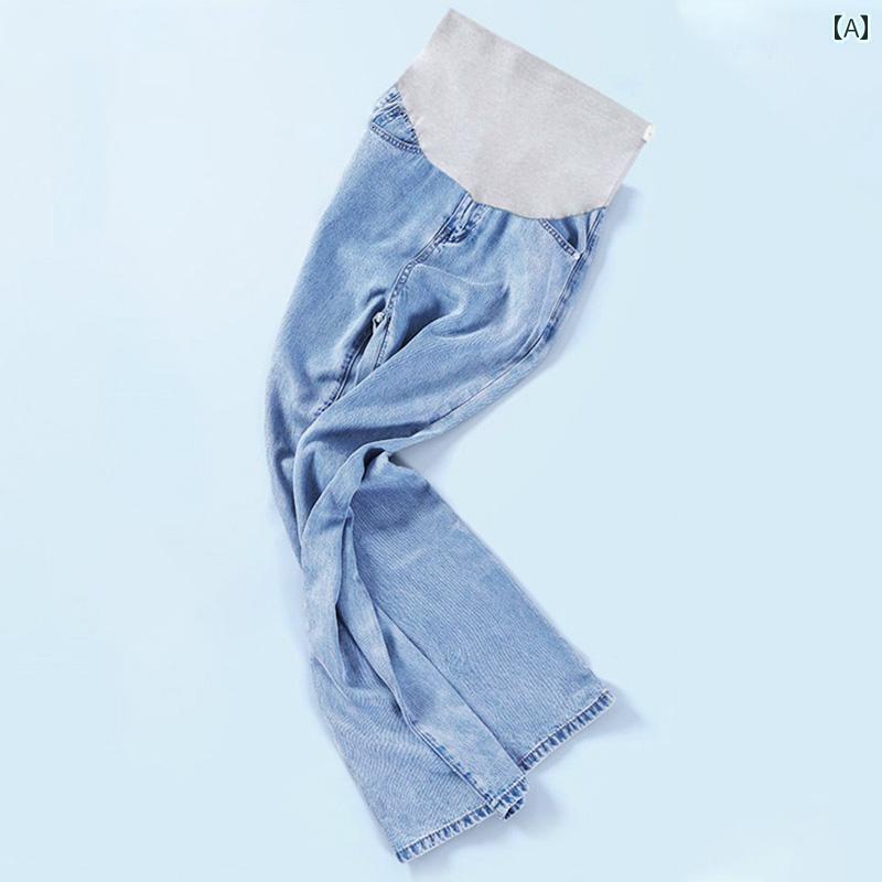 マタニティ ハイウエスト パンツ 妊婦用 ジーンズ。 夏に 薄手 アウターと して 着用 でき ドレープ 感..