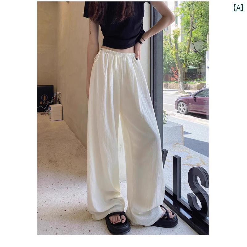 マタニティ ハイウエスト パンツ 妊婦用 ホワイト パンツ ワイド レッグ 夏用 薄手 アウターウェア ゆ..
