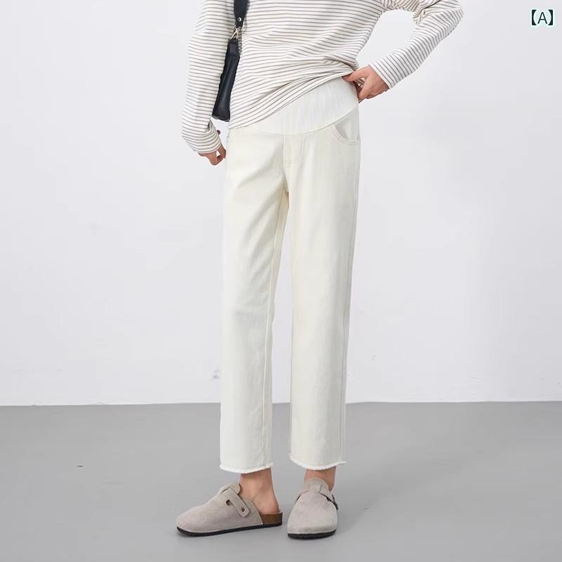 楽天willあさひ楽天市場店マタニティ ハイウエスト マタニティパンツ マタニティ ジーンズ 春夏 アウター 2025 新型 小さめ ホワイト ストレート チューブ 妊娠 腹なし カジュアル パンツ 春 スタイル