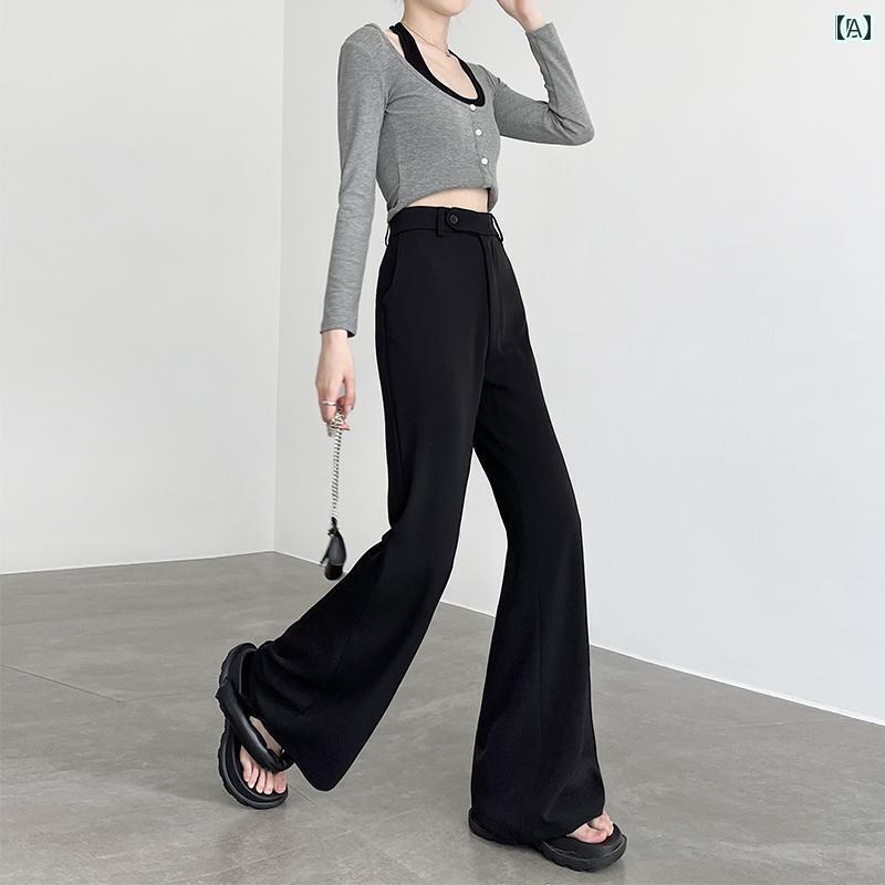 フレアパンツ レディース デニム レディース ブラック フレアパンツ 夏用 細身 2025年 ハイウエスト スリム ストレート ゆったり ワイ..