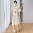 マタニティワンピース マタニティウエア マタニティ ワンピース 高級 妊婦用 夏服 大きいサイズトップス 夏 ファッション 膝上 丈 パフスリーブ リネン フッ...