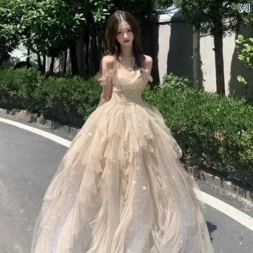 パーティードレス ロングワンピース ドレス 女性用 シャンパン カラーの イブニングドレス 高級 18歳の 成人 式 プリンセス ドレス パーティー 司会者 ふっくら スカート パーティードレス ロングワンピース ドレス 女性用 シャンパン カラーの イブニングドレス 高級 18歳の 成人 式 プリンセス ドレス パーティー 司会者 ふっくら スカート