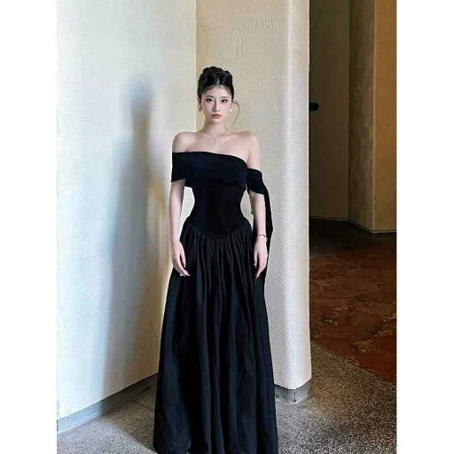 パーティードレス ドレスワンピース ロングワンピース フレンチ 風 ワンショルダー リボン大 スカート 黒 ドレス 女性 夏 スリム ロイヤル シスター ロング パーティードレス ドレスワンピース ロングワンピース フレンチ 風 ワンショルダー リボン大 スカート 黒 ドレス 女性 夏 スリム ロイヤル シスター ロング