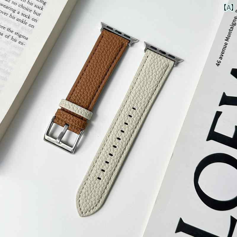 スマートウォッチ ベルト 腕時計 アップル ウォッチ レザーストラップ シンプル ライチ 柄 S 10 テクス..