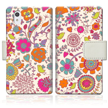【送料無料】 携帯ケース 手帳型スマホケース arrows be f04k 手帳型 スマホケース スマホカバー f-04k 【花小鳥デザイン】