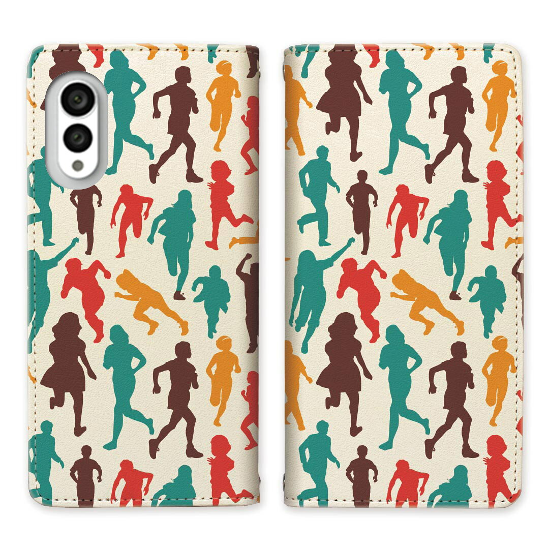 arrows N F-51C アローズ n f51c ベルトなし 手帳型ケース ケース 手帳型 マグネット 帯なし スタンド機能 携帯ケース カバー ケース スマホ 手帳 スマホカバー マラソン ダッシュ 人 【Peopleデザイン】