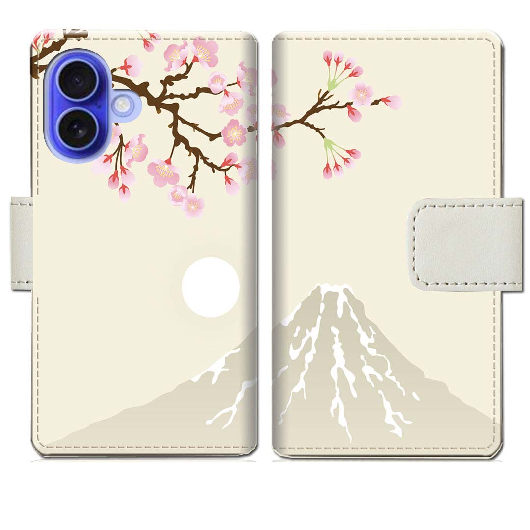 【送料無料】iPhone16 アイフォン16 docomo au softbank apple ケース 手帳型ケース カバー 手帳 手帳型 スマホケース スマホカバー 【富士桜デザイン】