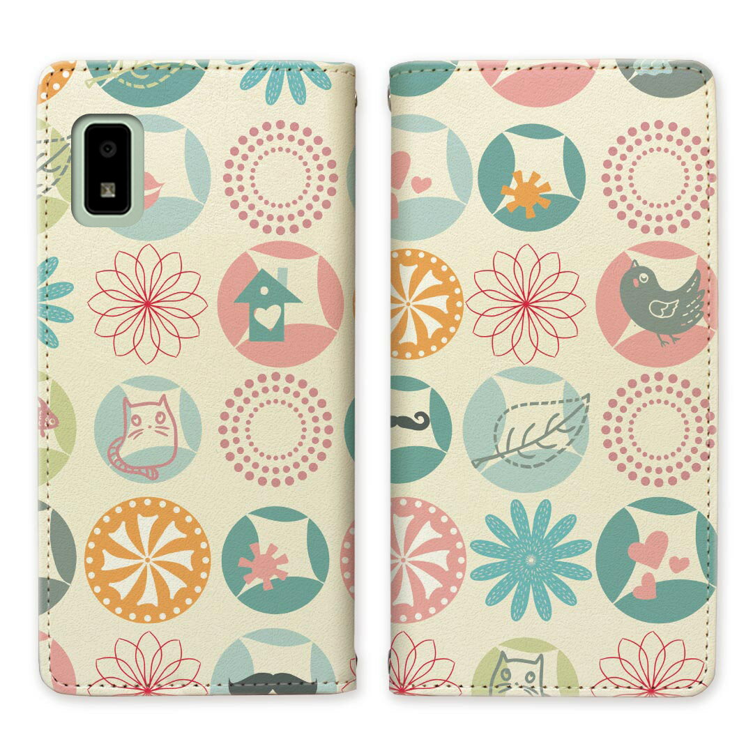 docomo AQUOS wish3 SH-53D スマホケース 手帳型 ベルトなし Y!mobile A302SH rakuten mobile simfree SH-M25 帯なし スタンド機能 携帯ケース 手帳型 カバー ケース スマホ 手帳 スマホカバー かわいい 可愛い カワイイ キュート 【Cドットカラフルデザイン】