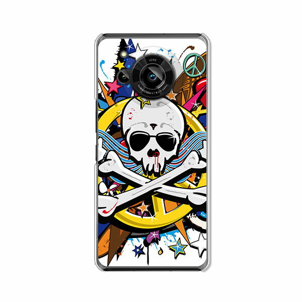 【送料無料】AQUOS R7 SH-52C aquos r7 a202sh ドコモ ソフトバンク クリアハードケース TPU ソフトケース カバー スマホケース【PEACEスカル】 アクオスアール7 スマートフォンカバー　携帯ケース
