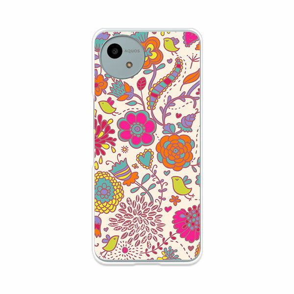 【送料無料】AQUOS wish4 SH-52E クリアハードケース TPU ソフトケース カバー スマホケース【花×小鳥】 docomo Y!mobile スマートフォンカバー 携帯ケース