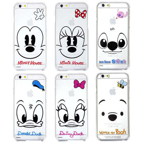 Disney Clear Hard ディズニー キャラクター ハードケース アイフォン アイホン iPhone6s iphone6splus iPhone6 iphone6plus iPhone5s ギャラクシー Galaxy S6 SC-05G S5 SC-04F SCL23 ミッキー ミニー ドナルド デイジー スティッチ ぷーさん