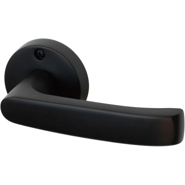 川口技研　Jレバーハンドル　丸座　空錠　JL24-1M-ZB　艶消しブラック