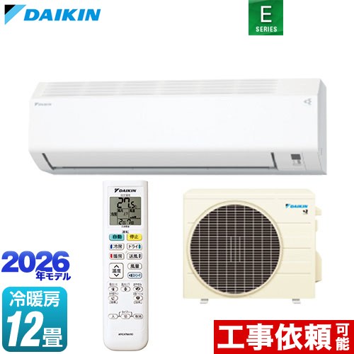 ▼この商品の関連商品はこちら≪GUARANTEE-AIRCON-10YEAR≫≪GUARANTEE-AIRCON-8YEAR≫≪GUARANTEE-AIRCON-5YEAR≫【キーワード】ダイキンエアコン / DAIKIN / 室内機高さ25cmタイプ / 高さスリム / 最安値挑戦 / クーラー / エアコン / 冷暖房 / 本体のみ / 12畳用 / 3.6kw / 空気清浄機能 / 【　S365ATES-W　の後継品　】S366ATES-W 商品説明シリーズ Eシリーズカラー ホワイト仕様・特徴 コンパクトサイズ室内機採用のスタンダードモデルモデル：室内機：高さ250mmコンパクトタイプ畳数：冷房/暖房：12畳程度年式：2026年モデル定格電圧：単相100V・20Aストリーマ空気清浄タフネス冷房・暖房水内部クリーン（結露水洗浄）ストリーマ内部クリーンスマホ接続対応：別売※無線LAN接続の為の別売品が必要です。※常時接続されたインターネット回線、無線LANルーターなどが必要です。※専用アプリのダウンロードならびにサービスのご利用にあたっては別途通信費がかかります。サイズ 室内機寸法：高さ250×幅798×奥行255mm室外機寸法：高さ555×幅675(+65)×奥行284(+42)mm ※(　)内は突起物の寸法です。重量 室外機質量：約26kg商品構成 エアコン室内機：F366ATES-W-IN×1エアコン室外機：R366AES-OUT×1発売日 2026年2月旧品番 S364ATES-W → S365ATES-W　の後継品　