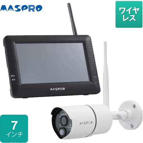 ▼この商品の関連商品はこちら≪WC3A-RP≫≪WC3A-BCL≫≪WC3A-BC≫≪WC3A-DC≫WC3A7M 商品説明仕様・特徴 簡単セットですぐ映るモニターとワイヤレスカメラのセット。電源を入れるだけでフルHDカメラの映像が7インチモニターに映ります。モニター＆カメラセット ワイヤレスカメラセット7インチモニターバレットタイプカメラ防じん防水IP66（カメラのみ）※型式が「WHC」で始まるWHCシリーズの増設カメラは接続できません。※外付けハードディスク、microSDカードは付属していません。イメージセンサー：1/2.8インチCMOSセンサー画素数：約300万画素（2304H×1296V）撮影距離：約1.5m〜∞電源：DC9V（ACアダプター）：AC100V消費電力：7W（14.5VA）（赤外線点灯時）サイズ 外観寸法H×W×D：66×62×127.5mm（カメラ本体）、131×198×68mm（モニター）重量 カメラ：約500g、モニター：約430g付属品カメラ用AC アダプター（コード約1.7m）×1個モニター用AC アダプター（コード約1.4m）×1個カメラ用アンテナ×1本モニター用アンテナ×1本アンカー、ねじ（カメラ設置用）×各3本位置決めガイド×1部六角レンチ（カメラ角度調整用）×1個LAN ケーブル（約1.5m）×1本