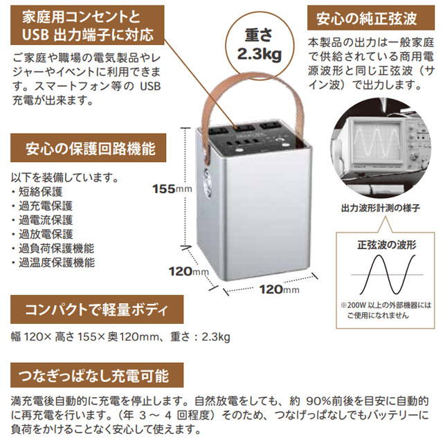 [LB-230] DEARLIFE ENERGY PROシリーズ ライノプロダクツ ポータブル電源 リチウムイオン充電池 230Wh/63000mAh 車中泊 キャンプ アウトドア 防災グッズ 停電時 災害 震災 非常用電源 軽量・コンパクト 最大出力200W ブラック、シルバー 【送料無料】 sumai-rt-10078177 住の森楽天市場店 サンプル画像3