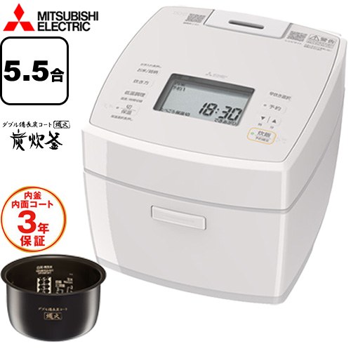 【キーワード】MITSUBISHI / おいしい / キッチン家電 / 調理機器 / 炊飯ジャー / 【　NJ-VS10H-W　の後継品　】NJ-VS10J-W 商品説明シリーズ 備長炭 炭炊釜カラー 白亜麻（しろあま）仕様・特徴 ダブル備長炭コート「熾火（おきび）」のスタンダードモデル。IHジャー炊飯器0.18〜1.0L（1〜5.5合）最大消費電力：1210W内釜：100万回洗米ハードコート、厚さ2.0mm電源コード：1.0m（自動コードリール）熱密封構造（熱密封リング）超音波吸水銘柄芳潤炊き（10銘柄）低温調理：57・62・65〜85℃、5〜180分で調理可洗う部品点数：2点（内釜、内ぶた）内釜内面コート：メーカー3年保証サイズ 外形寸法（幅×奥行×高さ/ふた開け時高さ）：237×293×227/439（mm）重量 質量（約kg）：4.8付属品計量カップ1個、取扱説明書/メニュー集1部発売日 2026年7月旧品番 NJ-VS10G-W → NJ-VS10H-W　の後継品　