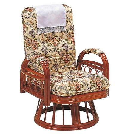 【RATTAN CHAIR】 ギア回転座椅子 RZ-923 / 座椅子 椅子 藤 敬老の日 ラタン 手すり付き 送料無料