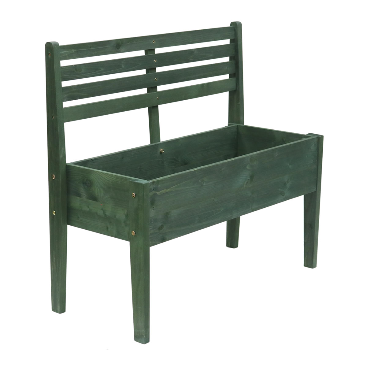 【訳ありアウトレット品 50%OFF】 天然木製チェア型プランタースタンド 幅80cm ダークグリーン 庭 ガーデン ガーデニング 園芸 ベランダ 屋外 園芸用品 【傷あり・撮影使用・解体再梱包品】のサムネイル