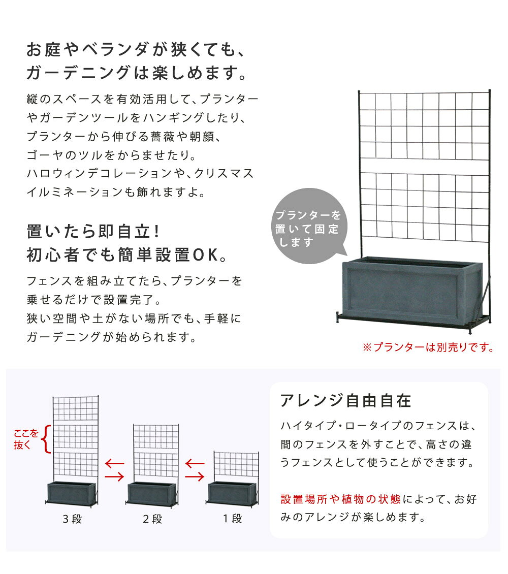 【レビュー特典】【ポイント5倍】 プランター台付フェンス（ロータイプ）「グラフ...