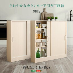 【レビュー特典】 さわやかなカウンター下引き戸収納9015 SZ-0788