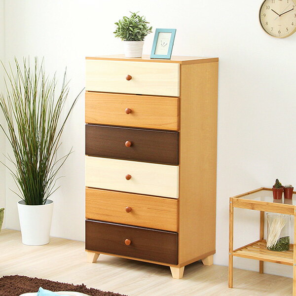 【レビュー特典】 美しい木目の天然木ハイチェスト 6段 幅60cm Loarシリーズ 日本製・完成品 シンプル かわいい おしゃれ