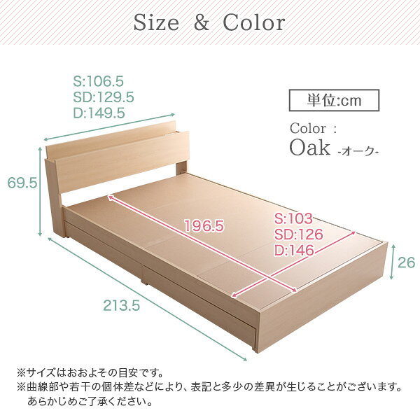 【レビュー特典】 棚・コンセント付きチェストベッド SDサイズ シンプル かわいい おしゃれ [3]