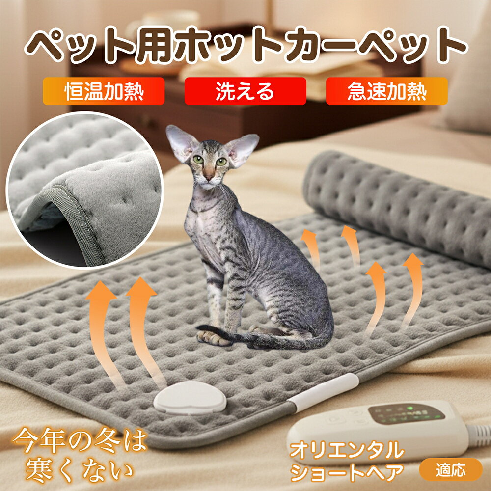 【5倍ポイント】オリエンタルショートヘア Oriental Shorthair ペット用ホットカーペット ホットマット 犬 猫 速暖 温度調節 防水 洗える 低...