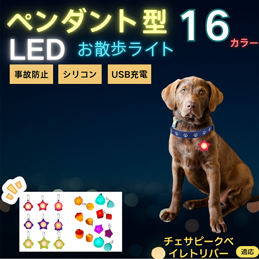 【5倍ポイント】チェサピーク・ベイ・レトリバー ペット用お散歩ライト LED 発光チャーム 防水 軽量 光るペンダント 首輪 ハーネス リード装着 犬 猫 小型犬 中型犬 大型犬 夜間 散歩 安全対策 3点灯モード 反射
