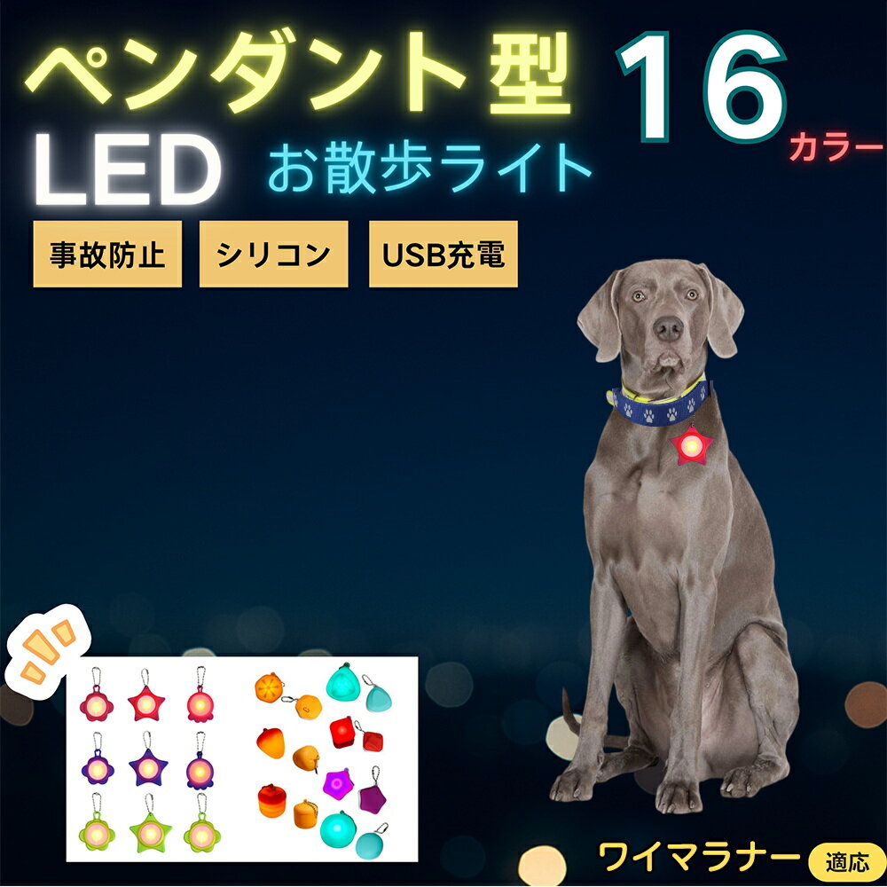 【5倍ポイント】ワイマラナー（Weimaraner） ペット用お散歩ライト LED 発光チャーム 防水 軽量 光るペ..