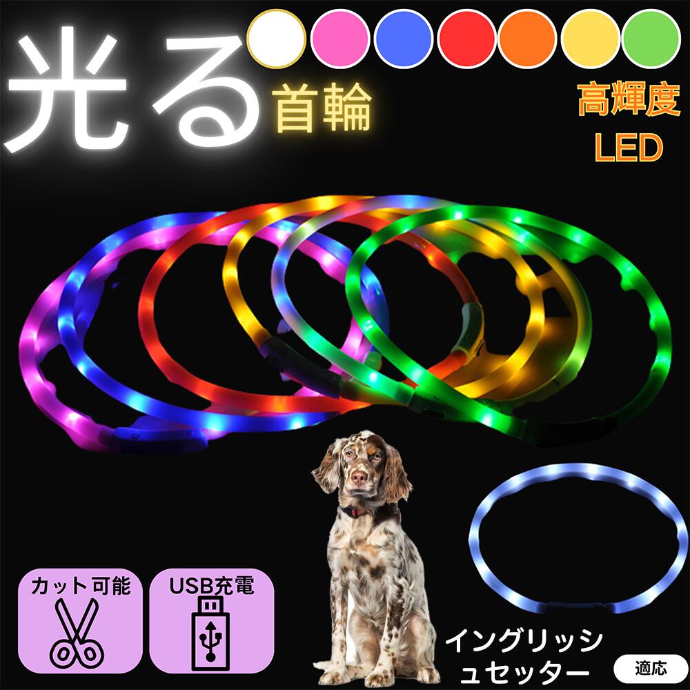 「最大15%オフクーポン」 イングリッシュ・セッター 犬 猫 LED 光る首輪 USB充電式...
