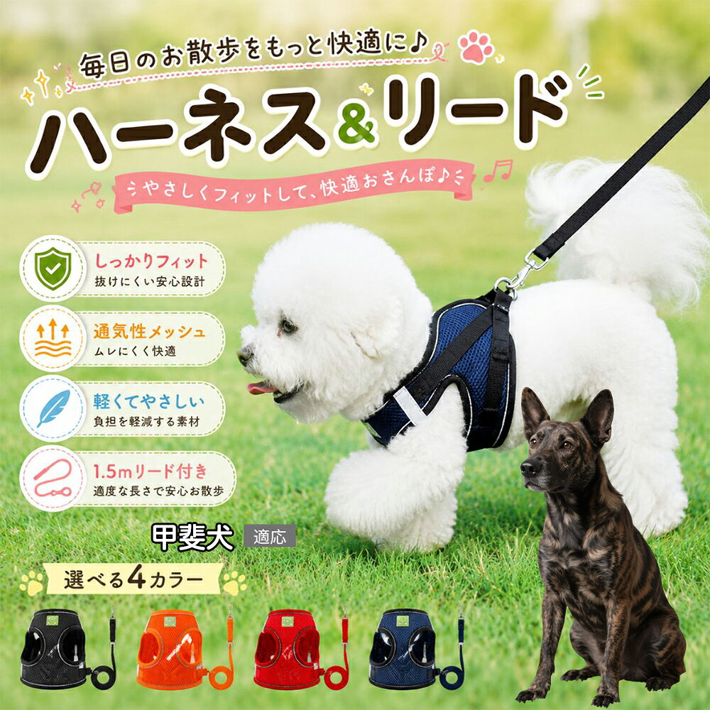 甲斐犬（Kai Ken） 犬 ハーネス リードセット 抜けにくい 小型犬 中型犬 子犬 猫 ...