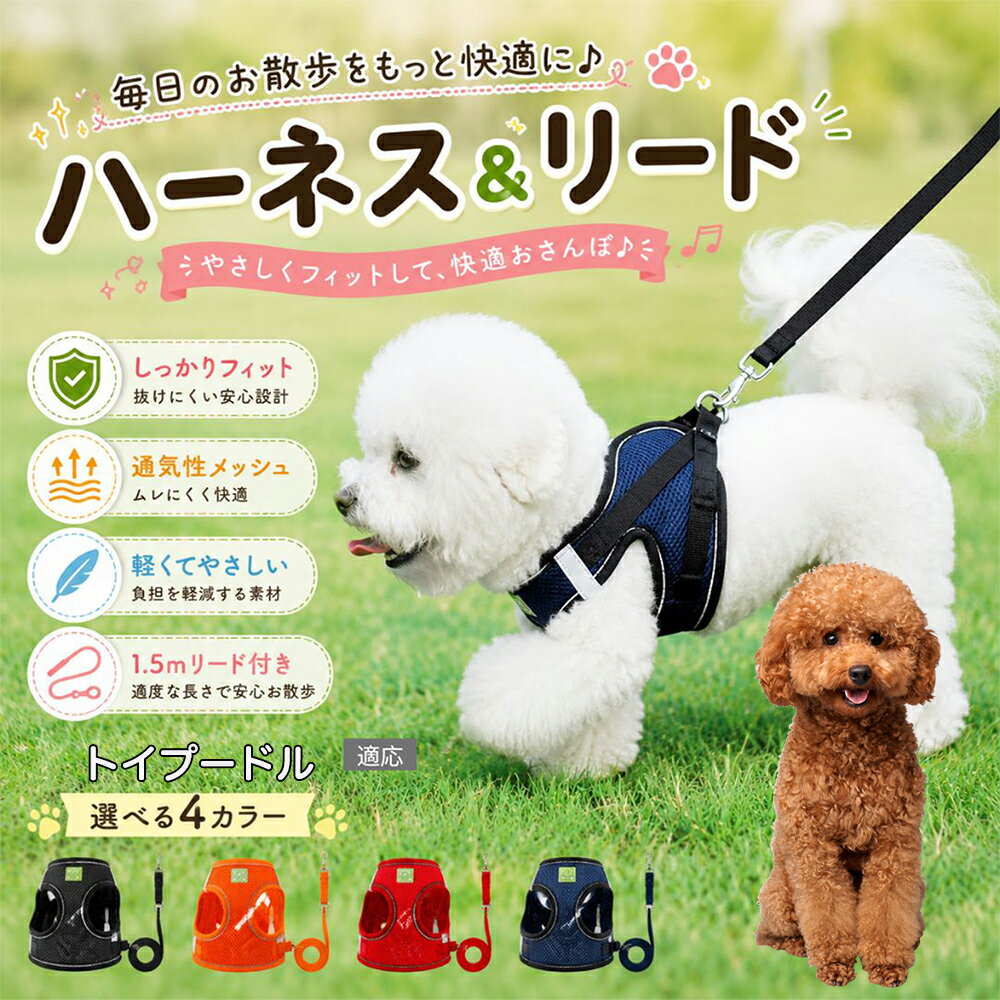 トイプードル犬ハーネスリードセット...
