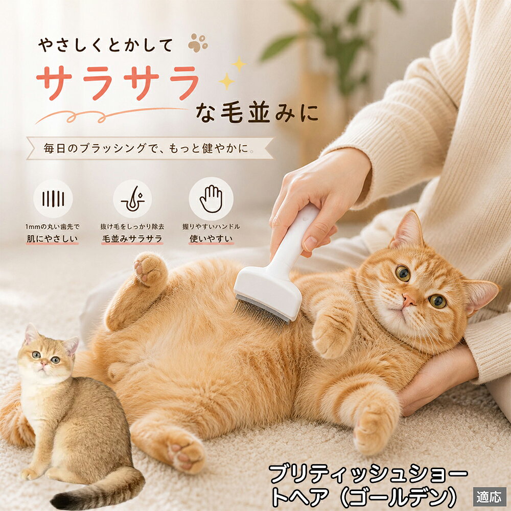 人間工学に基づいた曲線設計により、背中からお腹までスムーズにブラッシングできます。ABS樹脂製の軽量ハンドルは握りやすく、手首への負担を軽減。ブラッシングを「痛い作業」から「心地よいマッサージ」に変え、愛猫・愛犬との絆を深めます。 商品詳細 商品名 ペット用抜け毛ブラシ 犬 猫 グルーミングブラシ 適応ペット ブリティッシュショートヘア（ゴールデン） 商品説明 ペットの抜け毛やアンダーコートをしっかり取り除ける、犬猫兼用の抜け毛ブラシです。 細かく並んだV字型の刃が抜け毛をしっかりキャッチし、被毛の奥に溜まった毛まで効率よくブラッシングできます。 アーチ型の刃がペットの体にフィットしやすく、接地面が広いためスムーズなブラッシングが可能。 皮膚に配慮した設計で、毎日のケアにも使いやすい仕様です。 抜け毛ケアだけでなく、毛玉予防や被毛の清潔維持にも役立ちます。 換毛期の抜け毛対策としてもおすすめです。 ABS樹脂とステンレス素材を採用し、軽量ながら丈夫。 ブラシ部分は水洗い可能なので、お手入れも簡単で衛生的に保てます。 シンプルなデザインで持ちやすく、初心者の方でも扱いやすいペット用グルーミングブラシです。 用途 抜け毛ケア アンダーコート除去 毛玉予防 ブラッシング グルーミング 被毛ケア 換毛期対策 ペット美容 ペットお手入れ 犬用ブラシ 猫用ブラシ 抜け毛掃除補助 室内抜け毛対策 ペットケア用品 バリエーション ホワイト ピンク 仕様 サイズ：約10.5×14.5cm 素材：ABS ステンレス 重さ:105g 対応：犬 猫兼用 特徴：抜け毛除去 毛玉予防 水洗いOK 軽量設計 対象毛質：長毛種 短毛種 ダブルコート お手入れ 使用後は付着した毛を取り除いてください。 ブラシ部分は水洗い可能です。 洗浄後はしっかり乾燥させてから保管してください。 汚れが気になる場合は中性洗剤で優しく洗浄してください。 注意事項 本製品はペット用です。用途以外には使用しないでください。 皮膚に異常がある場合は使用をお控えください。 強く押し付けず、優しくブラッシングしてください。 ペットが嫌がる場合は無理に使用しないでください。 使用後はお子様の手の届かない場所に保管してください。 海外輸入品のため、若干の個体差や細かな傷がある場合がございます。 モニター環境により色味が実物と異なる場合があります。 生産国 CHINA 梱包や発送 商品は簡易梱包にて発送いたします。 予めご了承ください。 関連キーワード 部屋 の 毛 対策 服 に つく 毛 予防 アレルギー 対策 喘息 防止 清潔 衛生 管理 抗菌 防臭 皮膚病 予防 通気性 向上 涼しい 夏 バテ 防止 毛玉 解消 絡まり ほぐす 痛くない 驚かない 嫌がらない リラックス スキンシップ 密着 ケア 疲れにくい ハンドル 滑り止め 人間工学 基づく フィット 散歩 後 掃除 楽々 メンテナンス 簡単 手入れ 丸洗い 水洗い OK