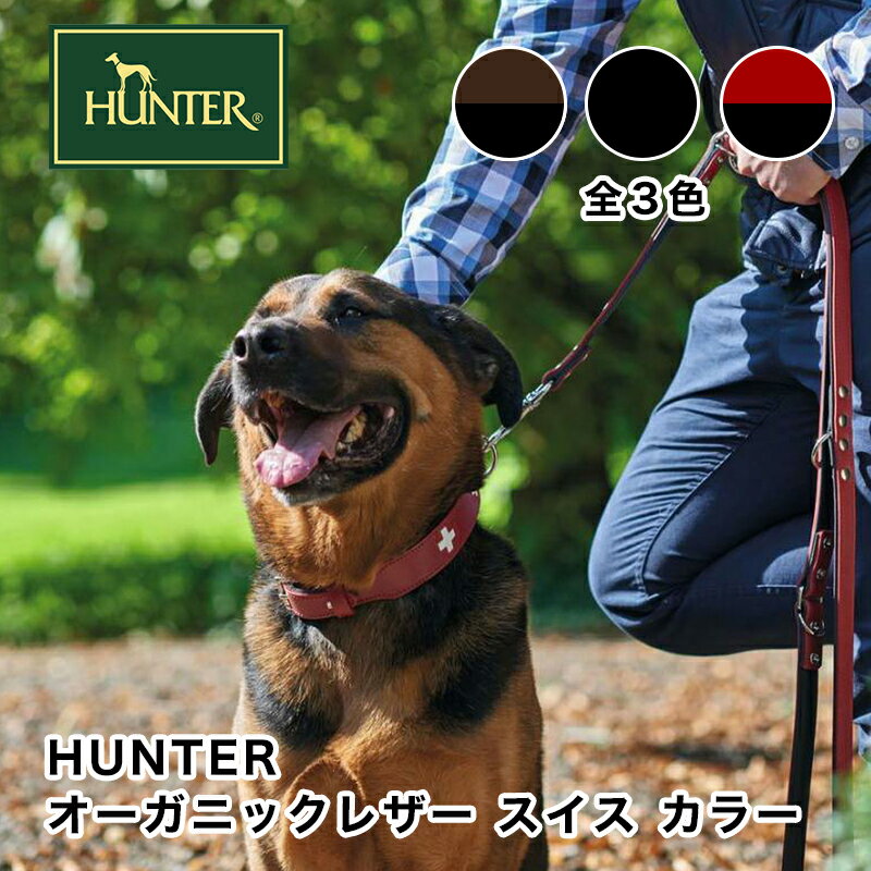 【HUNTER　首輪 ドイツ製 革 オーガニックレザー スイス カラー　65(首回り51-58.5cm、幅3.9cm) おしゃれ ブランド スマイヌ 犬用グッズ