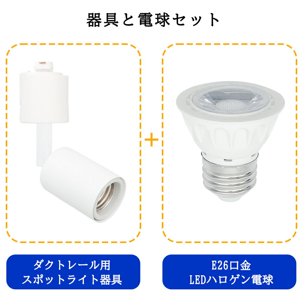 送料無料 10組入 ダクトレール用スポットライト器具とLEDハロゲン電球のお得なセット 40W相当 配線ダクトレール用 レールライト ダクトレール用スポットライト器具 ライティングレール用 ダクトレール LEDハロゲン電球 LEDスポットライト 照明器具 LED電球付き 消費電力5W 3