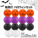 ハロウィン 飾り 提灯 紙ちょうちん 装飾 ペーパーランタン 直径約20cm 4色 合計14個セット 飾り付け ランタン お祭り イルミネーション 映え写真 夜景 文化祭 オレンジ パープル ブラック