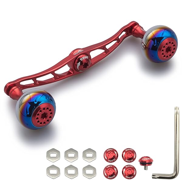 HEIGHTEN 130/120/115mm リール ハンドル シマノ ダイワ アブガルシア 通用 ベイトリール 用 Aurora Series (115mm, レッド)
